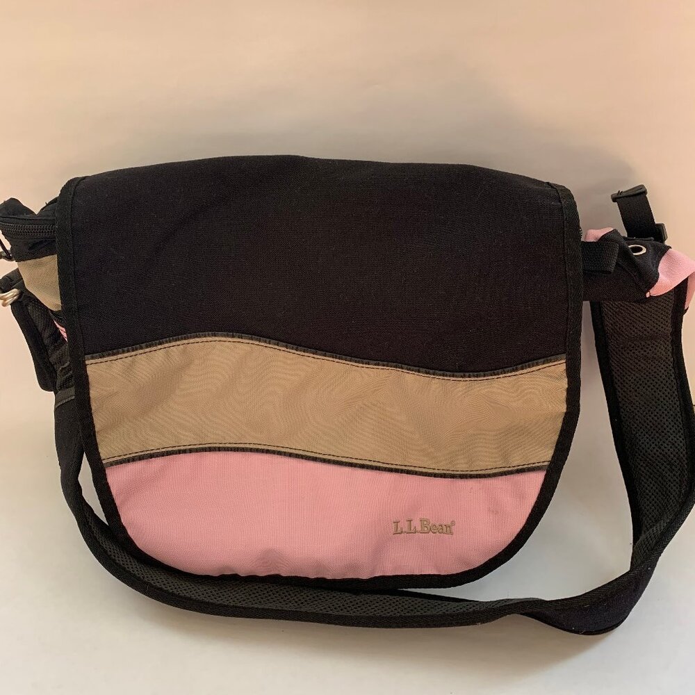 L.L. Bean Messenger Bag Pink, Tan, and Black